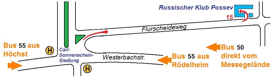Frankfurt am Main. Possev. Русский клуб Посев. Plan d|accès